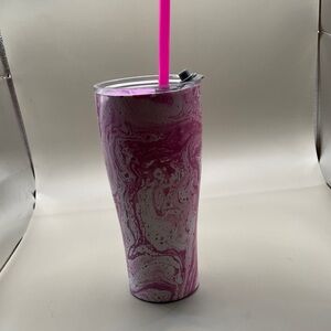 Hydraflow Pink and White Swirl Tumbler with Straw 40oz Hydroflow